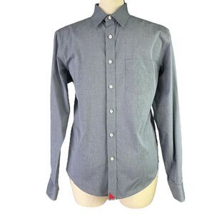 Untuckit Shirt Men M Blue Cotton Pio Cesare Wrinkle Free Cotton Long Sleeve